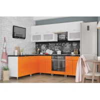 Кухня "Модерн" оранжевый глянец/ белый глянец