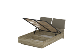Кровать «АСТИ» двуспальная с подъемным механизмом 1400 (цвет - дуб серый Craft, Базальт)