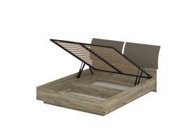 Кровать «АСТИ» двуспальная с подъемным механизмом 1600 (цвет - дуб серый Craft, Базальт)